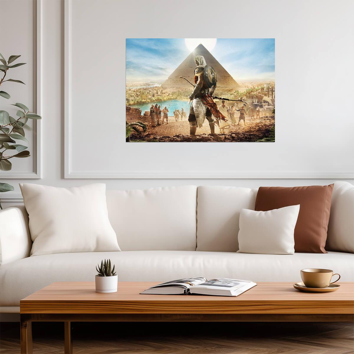 Assassin's Creed Origins Bayek in Egypt | Ancient Pyramid Poster | Gift for Gamers - Video Games Poster