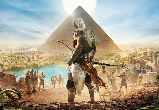 Assassin's Creed Origins Bayek in Egypt | Ancient Pyramid Poster | Gift for Gamers - Video Games Poster