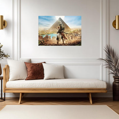 Assassin's Creed Origins Bayek in Egypt | Ancient Pyramid Poster | Gift for Gamers - Video Games Poster