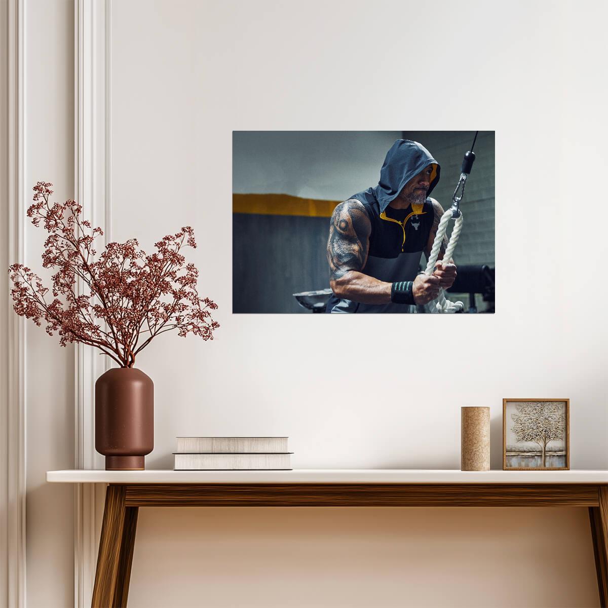 Dwayne Johnson The Rock in Hoodie | Gym Workout Poster | Fitness Motivation Art - Sports Poster