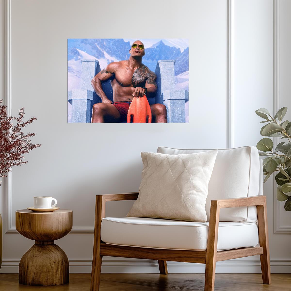 Dwayne Johnson The Rock Shirtless | Fitness Portrait Poster | Gym Motivation Wall Art - Sports Poster