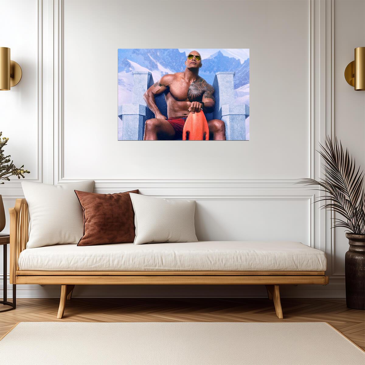Dwayne Johnson The Rock Shirtless | Fitness Portrait Poster | Gym Motivation Wall Art - Sports Poster