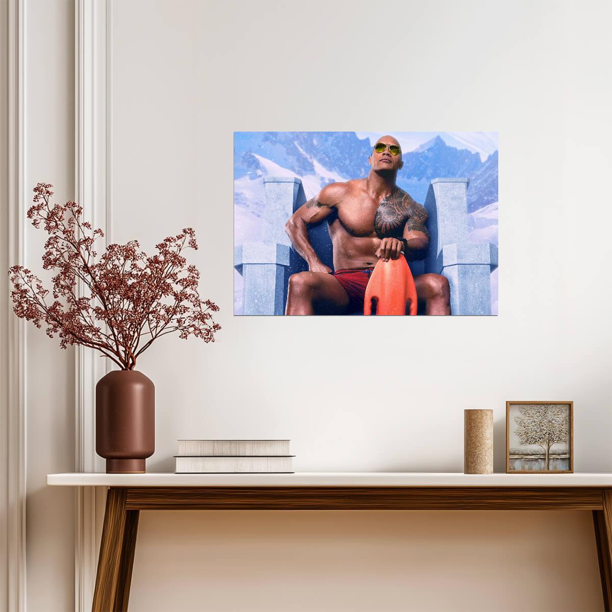 Dwayne Johnson The Rock Shirtless | Fitness Portrait Poster | Gym Motivation Wall Art - Sports Poster