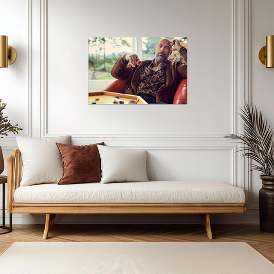 Dwayne Johnson The Rock Portrait | Brown Jacket Photoshoot Poster | Celebrity Wall Art - Celebrities Poster