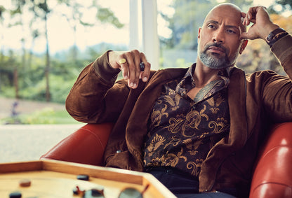 Dwayne Johnson The Rock Portrait | Brown Jacket Photoshoot Poster | Celebrity Wall Art - Celebrities Poster