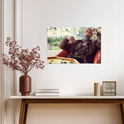 Dwayne Johnson The Rock Portrait | Brown Jacket Photoshoot Poster | Celebrity Wall Art - Celebrities Poster