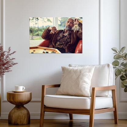 Dwayne Johnson The Rock Portrait | Brown Jacket Photoshoot Poster | Celebrity Wall Art - Celebrities Poster