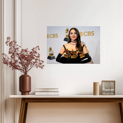 Olivia Rodrigo with Grammys | Music Awards Portrait | Pop Star Fan Gift Poster - Music Poster