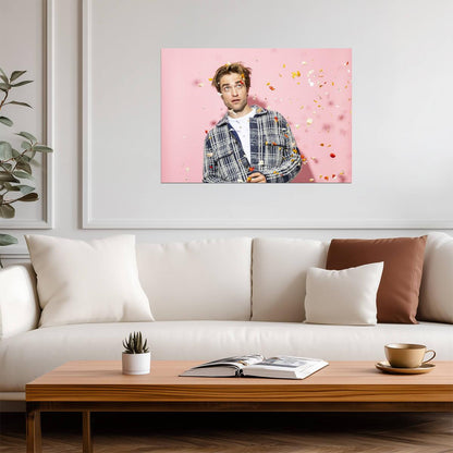 Robert Pattinson Flower Petals | Pink Studio Portrait | Celebrity Actor Poster - Celebrities Poster