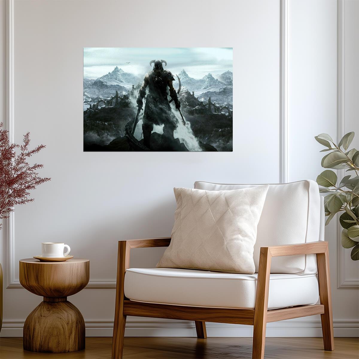 Skyrim Dragonborn Promo Art | Iconic Warrior Poster | Fantasy RPG Gaming Decor - Video Games Poster