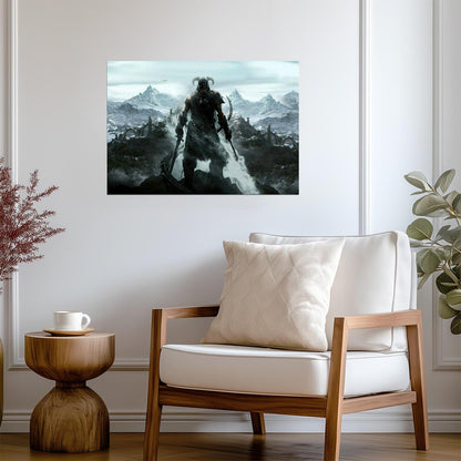 Skyrim Dragonborn Promo Art | Iconic Warrior Poster | Fantasy RPG Gaming Decor - Video Games Poster