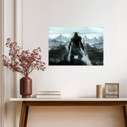 Skyrim Dragonborn Promo Art | Iconic Warrior Poster | Fantasy RPG Gaming Decor - Video Games Poster