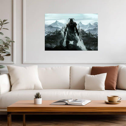 Skyrim Dragonborn Promo Art | Iconic Warrior Poster | Fantasy RPG Gaming Decor - Video Games Poster