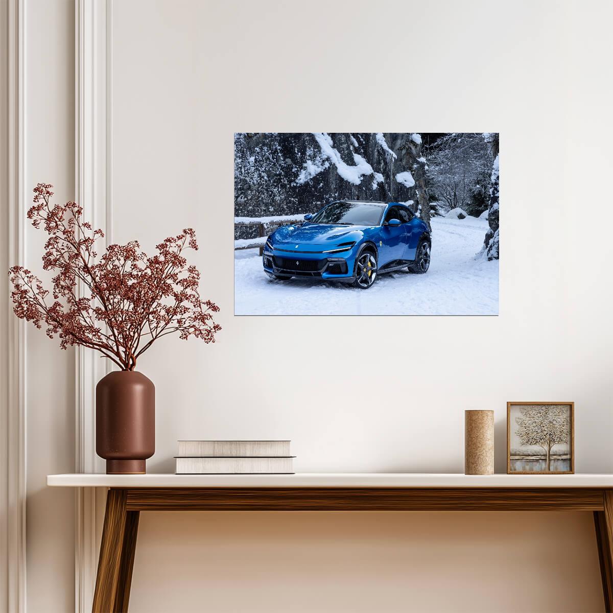 Ferrari Purosangue | Blue Italian Super SUV Poster | AWD Performance in Snow - Cars Poster