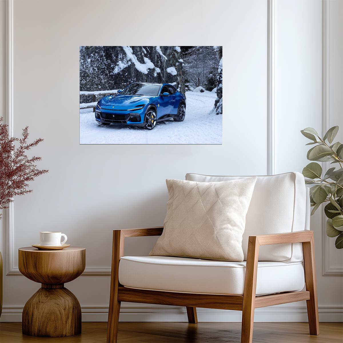 Ferrari Purosangue | Blue Italian Super SUV Poster | AWD Performance in Snow - Cars Poster