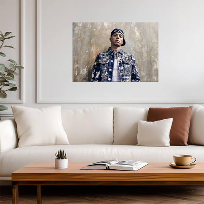 Central Cee Camo Denim Jacket | Studio Portrait Poster | UK Hip Hop Star - Music Poster