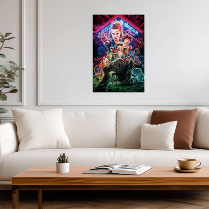 Stranger Things Season 3 Art | Starcourt Mall Neon Style | 80s Sci-Fi Horror Poster - Movies & TV Poster