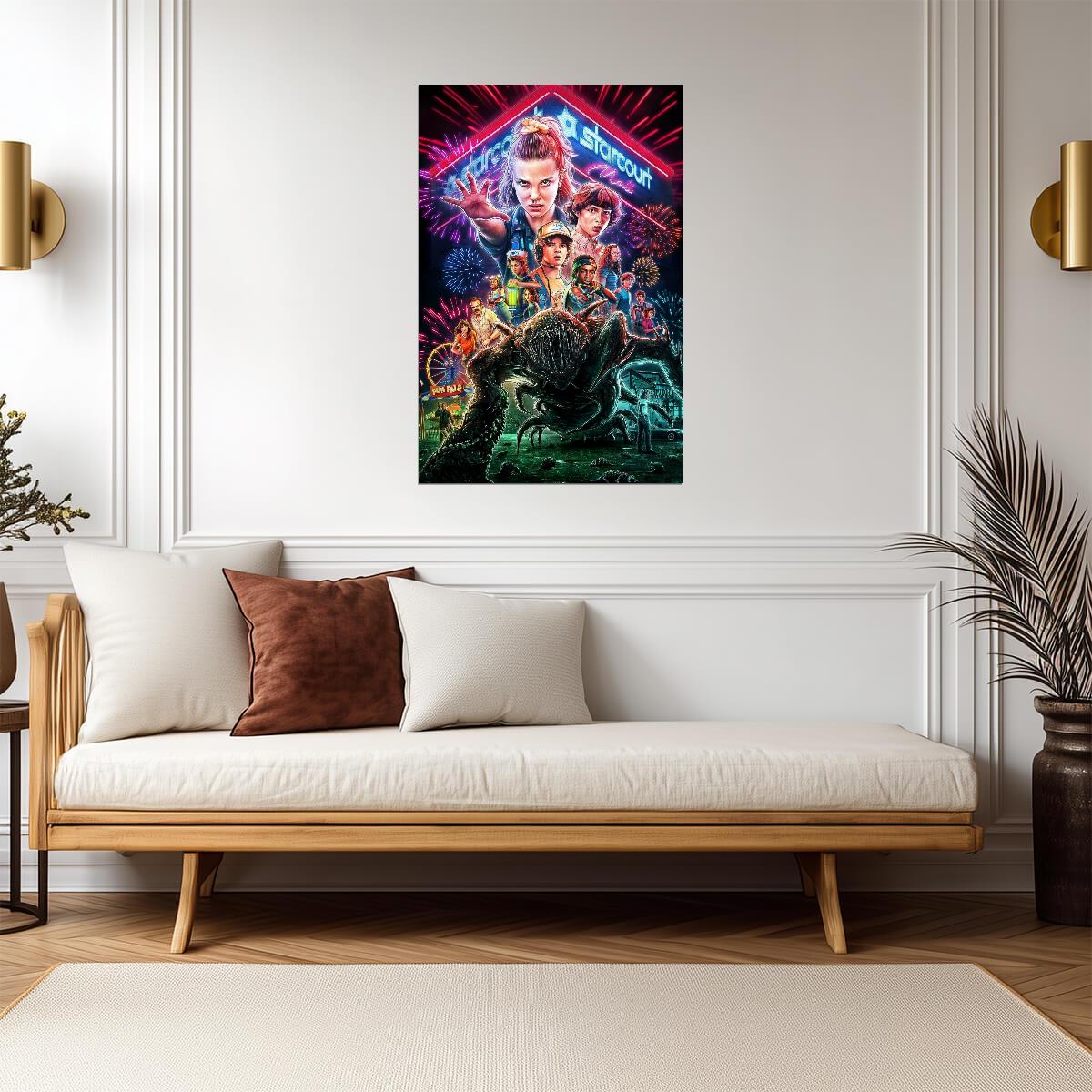Stranger Things Season 3 Art | Starcourt Mall Neon Style | 80s Sci-Fi Horror Poster - Movies & TV Poster