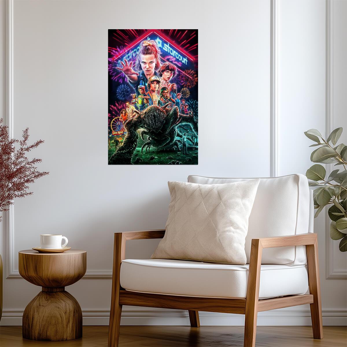 Stranger Things Season 3 Art | Starcourt Mall Neon Style | 80s Sci-Fi Horror Poster - Movies & TV Poster