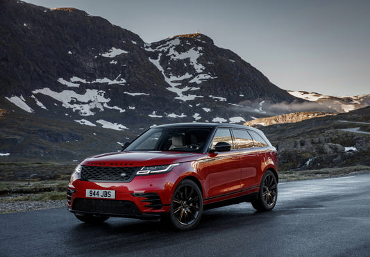 Land Rover Range Rover Velar R-Dynamic | Red Luxury SUV Poster | Mountain Pass Driving Art - Cars Poster