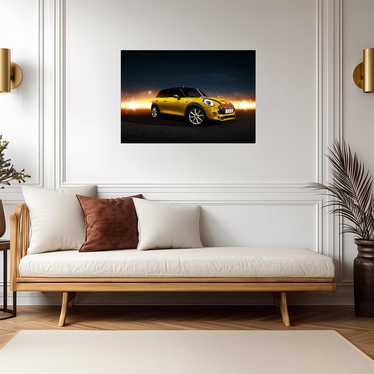 Mini Cooper S (F56) | Yellow Hot Hatch Poster | Modern British Car Photography - Cars Poster