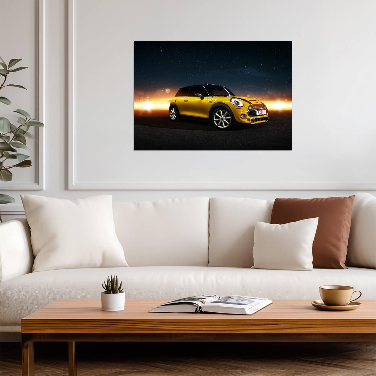 Mini Cooper S (F56) | Yellow Hot Hatch Poster | Modern British Car Photography - Cars Poster