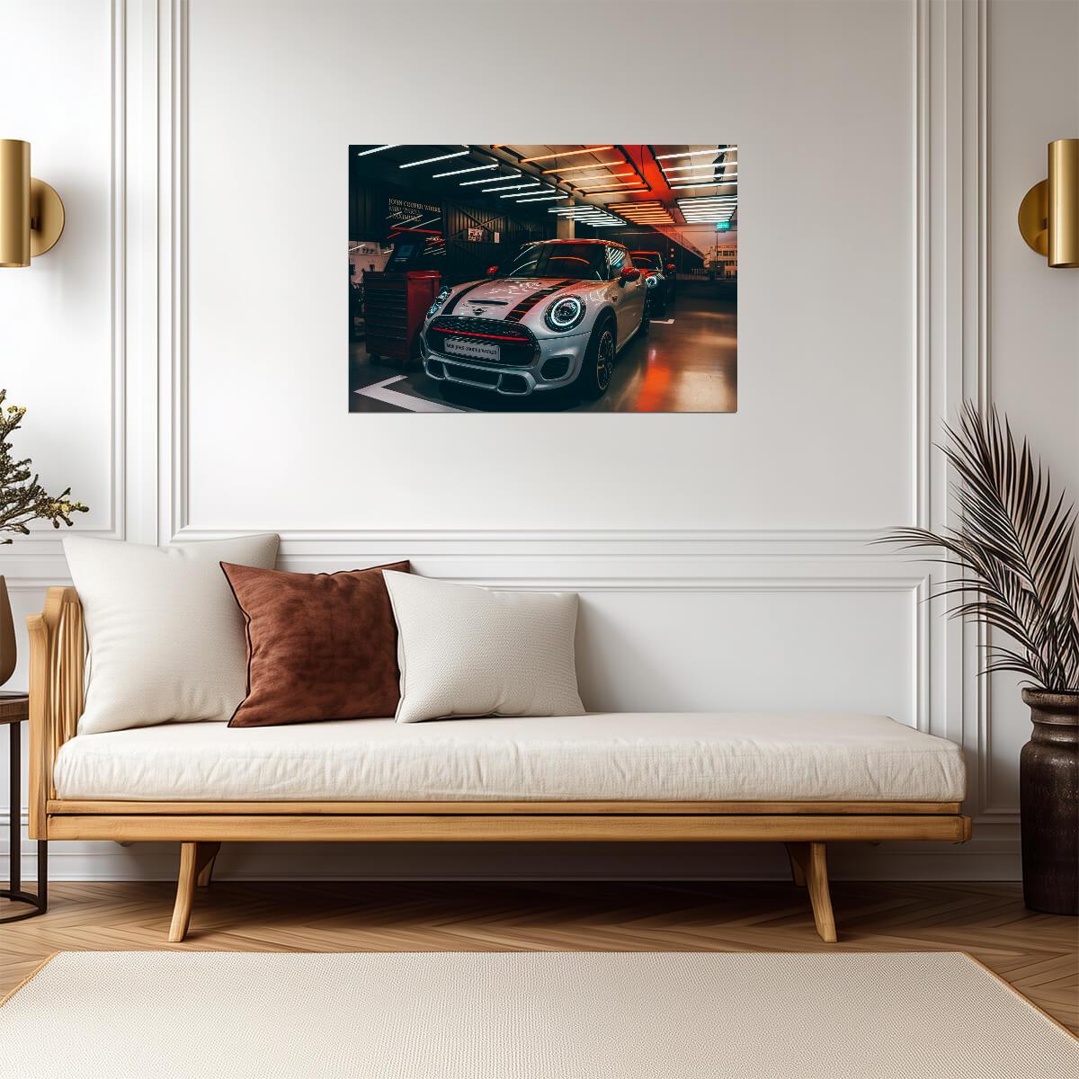Mini John Cooper Works (F56) | JCW Hot Hatch Poster | Modern British Car in Showroom - Cars Poster