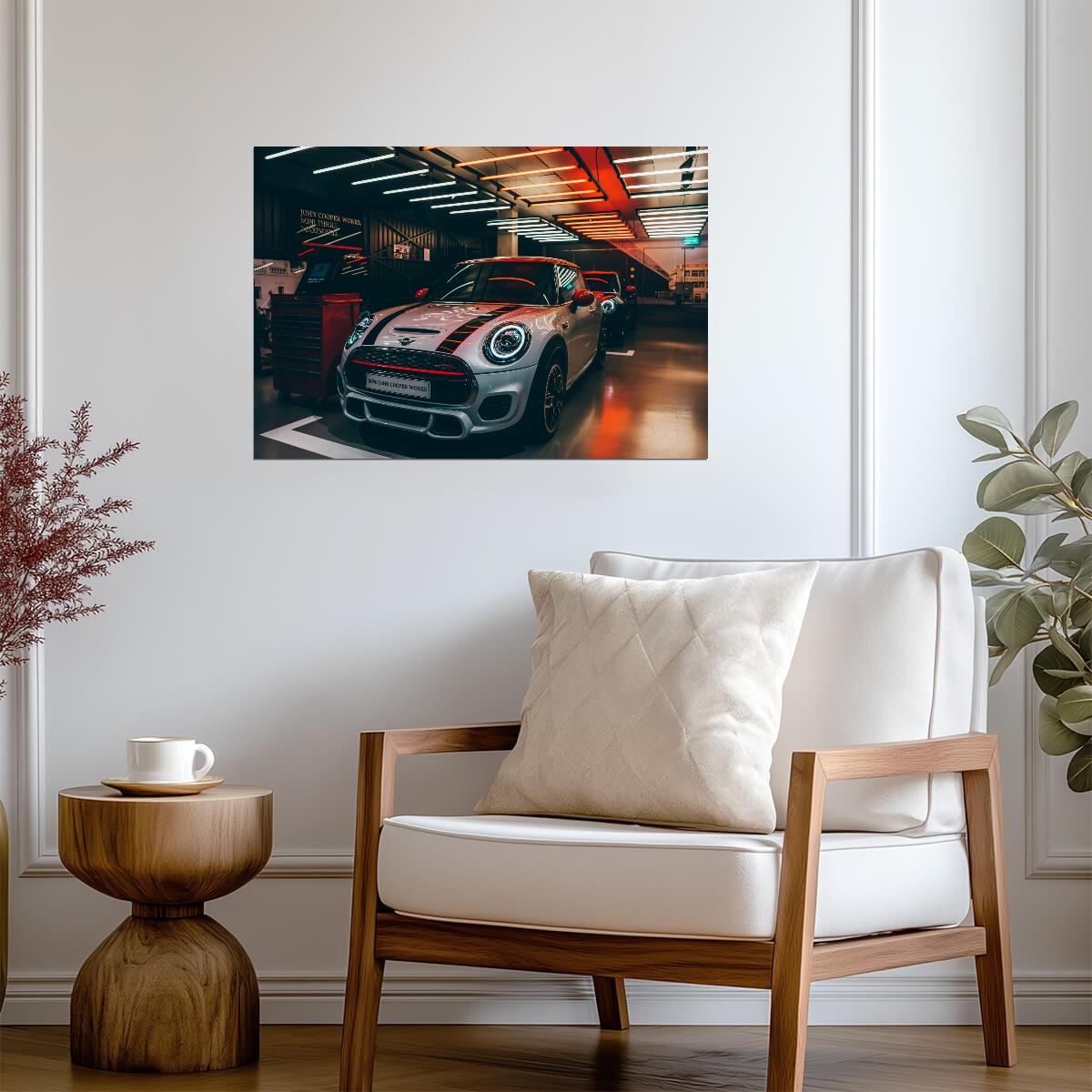 Mini John Cooper Works (F56) | JCW Hot Hatch Poster | Modern British Car in Showroom - Cars Poster