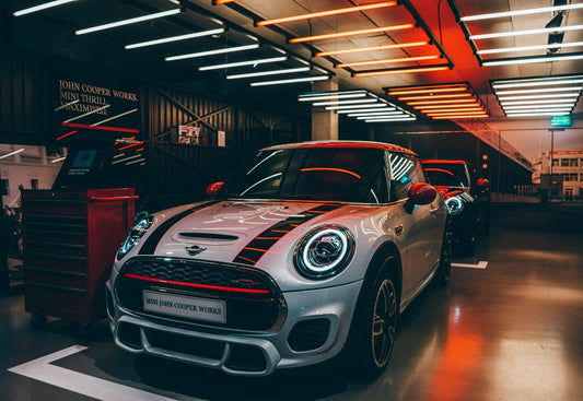 Mini John Cooper Works (F56) | JCW Hot Hatch Poster | Modern British Car in Showroom - Cars Poster