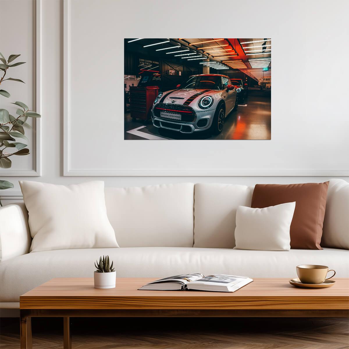 Mini John Cooper Works (F56) | JCW Hot Hatch Poster | Modern British Car in Showroom - Cars Poster