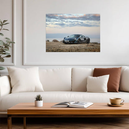 McLaren 570GT | British Supercar Poster | Grand Tourer on Coastal Cliff at Dusk - Cars Poster