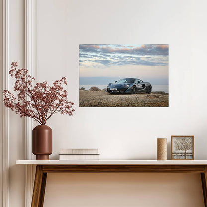 McLaren 570GT | British Supercar Poster | Grand Tourer on Coastal Cliff at Dusk - Cars Poster