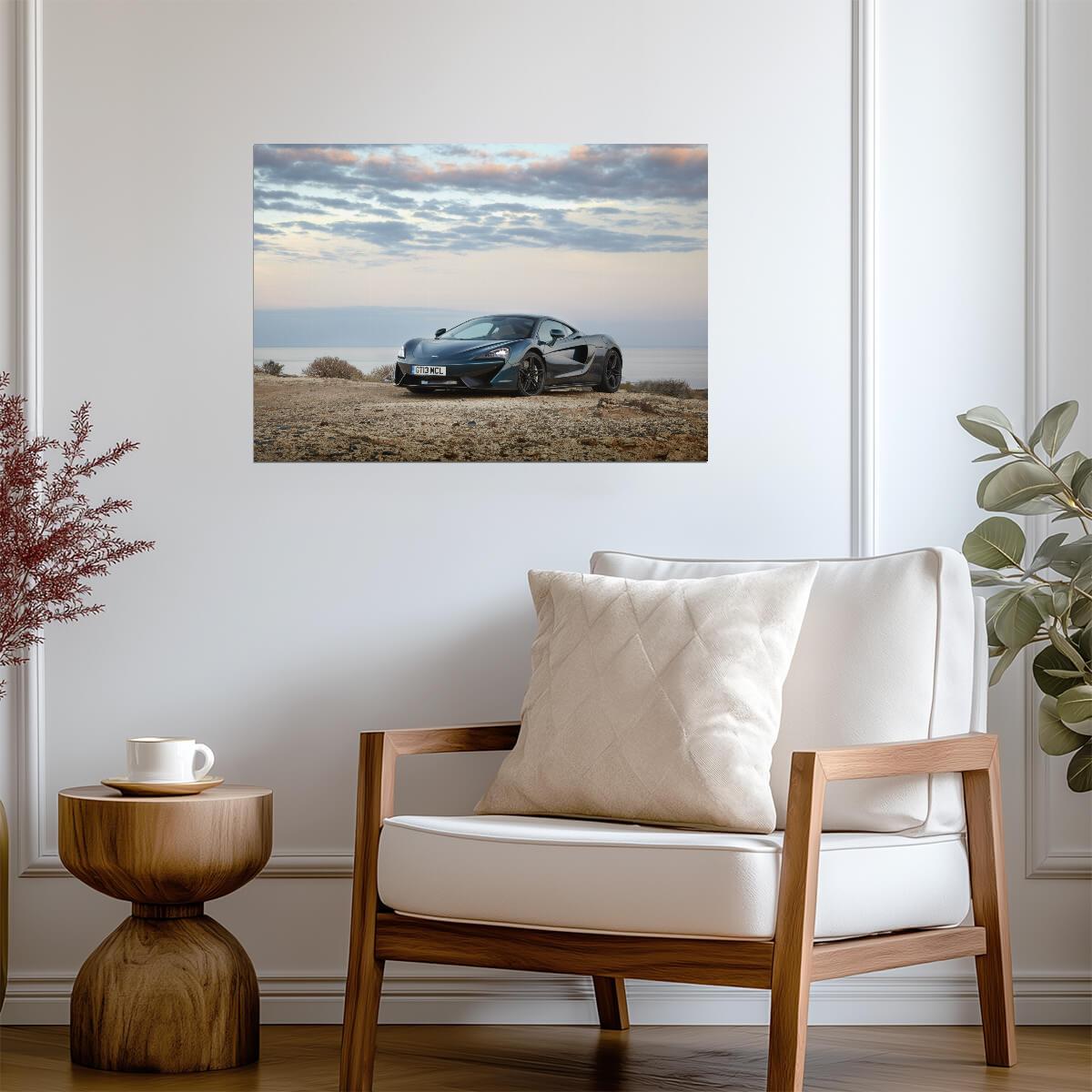 McLaren 570GT | British Supercar Poster | Grand Tourer on Coastal Cliff at Dusk - Cars Poster