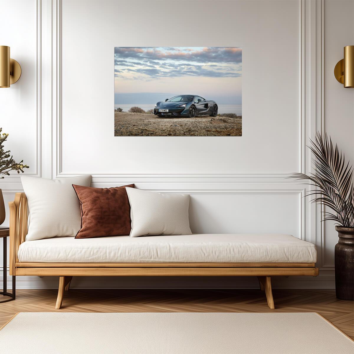 McLaren 570GT | British Supercar Poster | Grand Tourer on Coastal Cliff at Dusk - Cars Poster