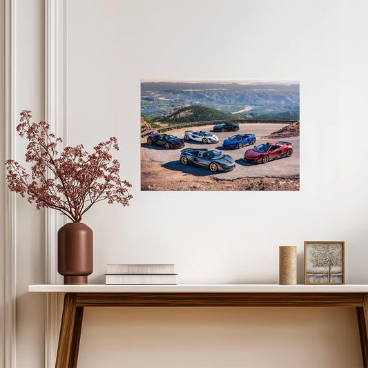 McLaren 600LT Spider Pikes Peak Collection | Supercar Lineup Poster | Mountain Road Automotive Art - Cars Poster