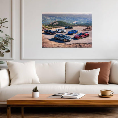 McLaren 600LT Spider Pikes Peak Collection | Supercar Lineup Poster | Mountain Road Automotive Art - Cars Poster