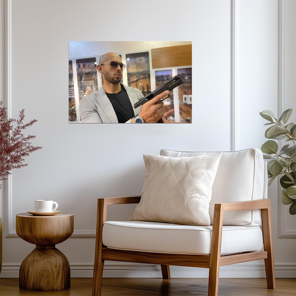 Andrew Tate with Pistol | Internet Personality Photo | Modern Wall Poster - Celebrities Poster