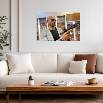 Andrew Tate with Pistol | Internet Personality Photo | Modern Wall Poster - Celebrities Poster