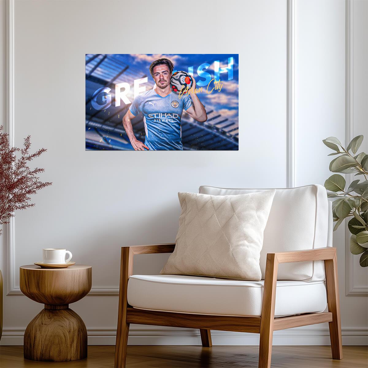 Jack Grealish Manchester City | Soccer Poster | Premier League Star Wall Art - Sports Poster
