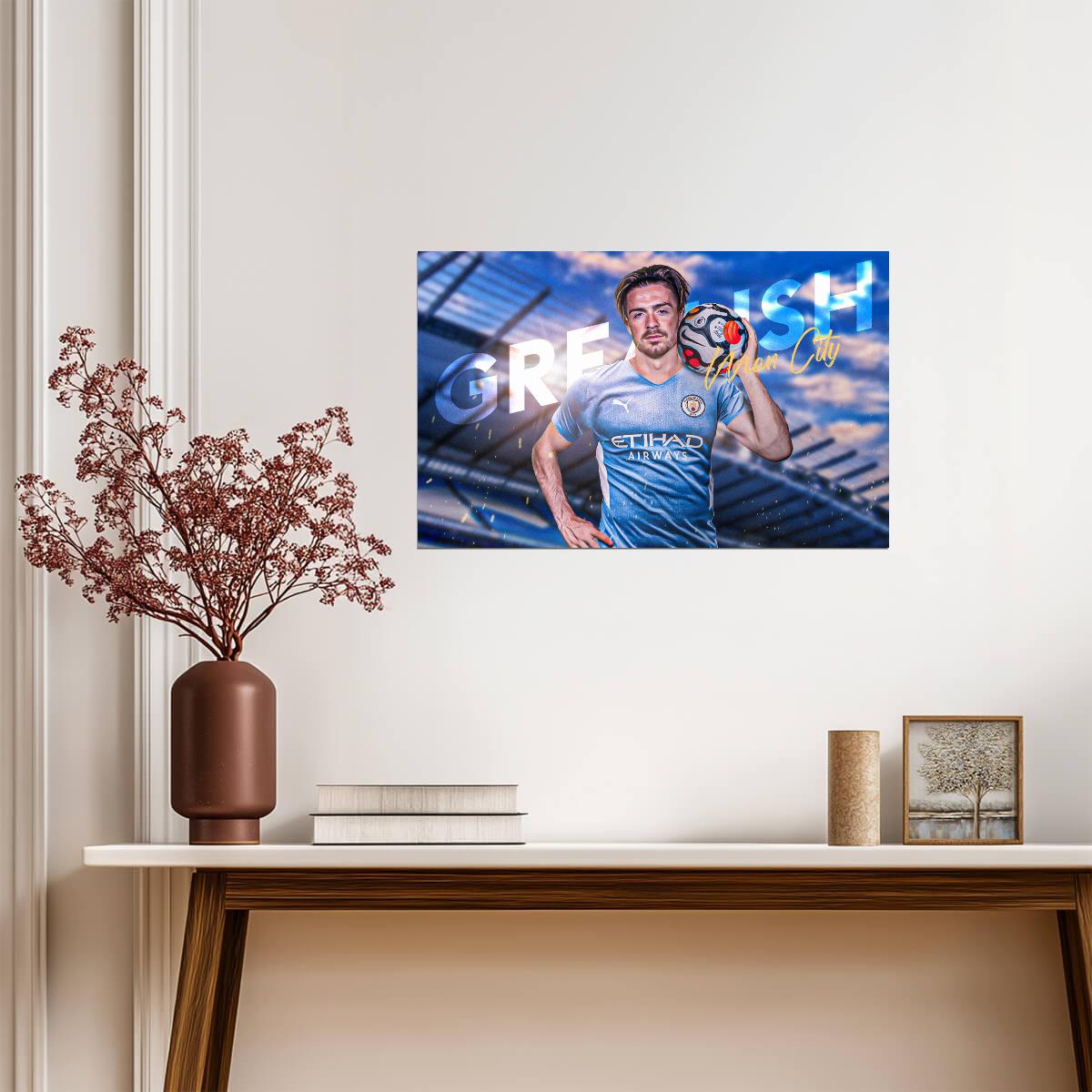 Jack Grealish Manchester City | Soccer Poster | Premier League Star Wall Art - Sports Poster