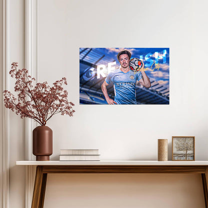 Jack Grealish Manchester City | Soccer Poster | Premier League Star Wall Art - Sports Poster