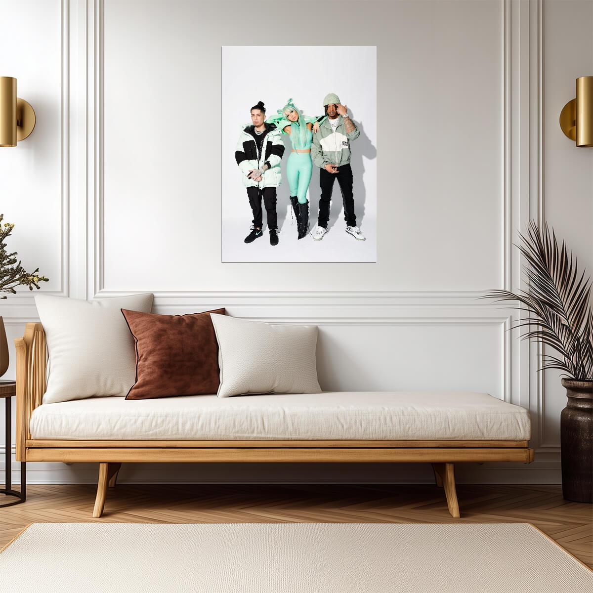 N-Dubz Mint Green Outfits | Group Studio Portrait | UK Hip Hop Poster - Music Poster