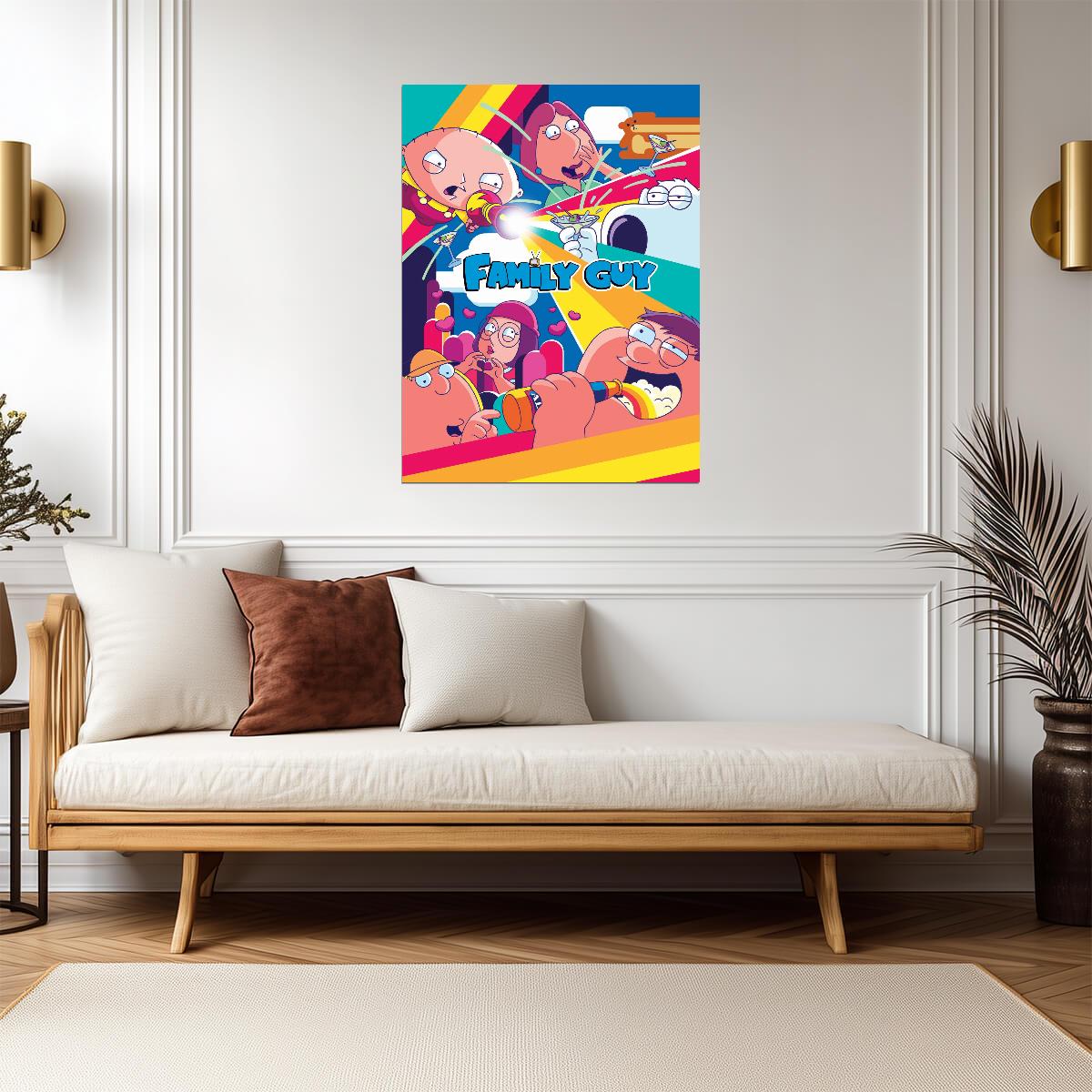 Family Guy Griffin Family | Vibrant Cartoon TV Show Poster | Adult Animation Art - Movies & TV Poster