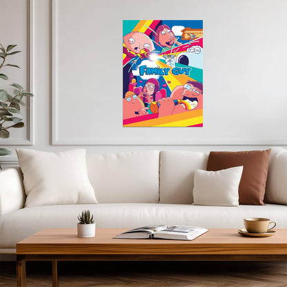 Family Guy Griffin Family | Vibrant Cartoon TV Show Poster | Adult Animation Art - Movies & TV Poster