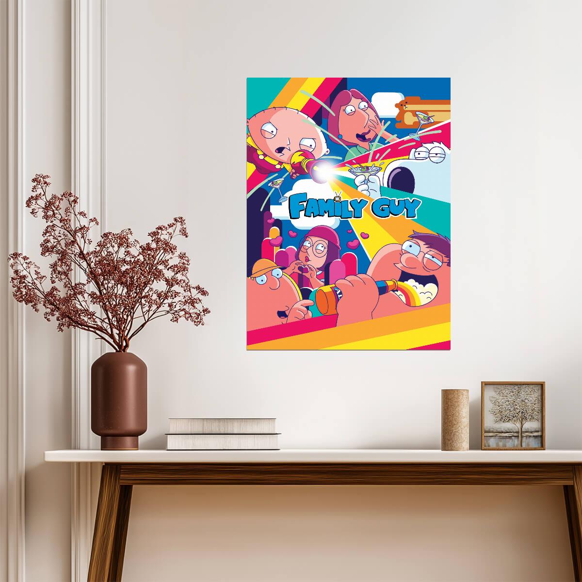Family Guy Griffin Family | Vibrant Cartoon TV Show Poster | Adult Animation Art - Movies & TV Poster