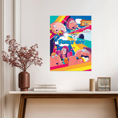 Family Guy Griffin Family | Vibrant Cartoon TV Show Poster | Adult Animation Art - Movies & TV Poster