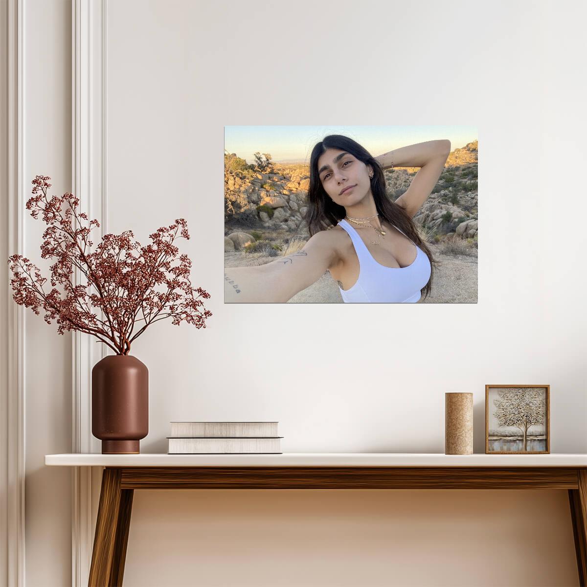 Mia Khalifa Outdoor Selfie | Desert Fitness Portrait | Social Media Star Poster - Celebrities Poster