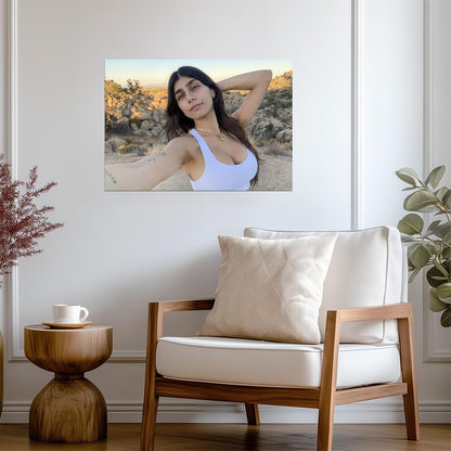 Mia Khalifa Outdoor Selfie | Desert Fitness Portrait | Social Media Star Poster - Celebrities Poster