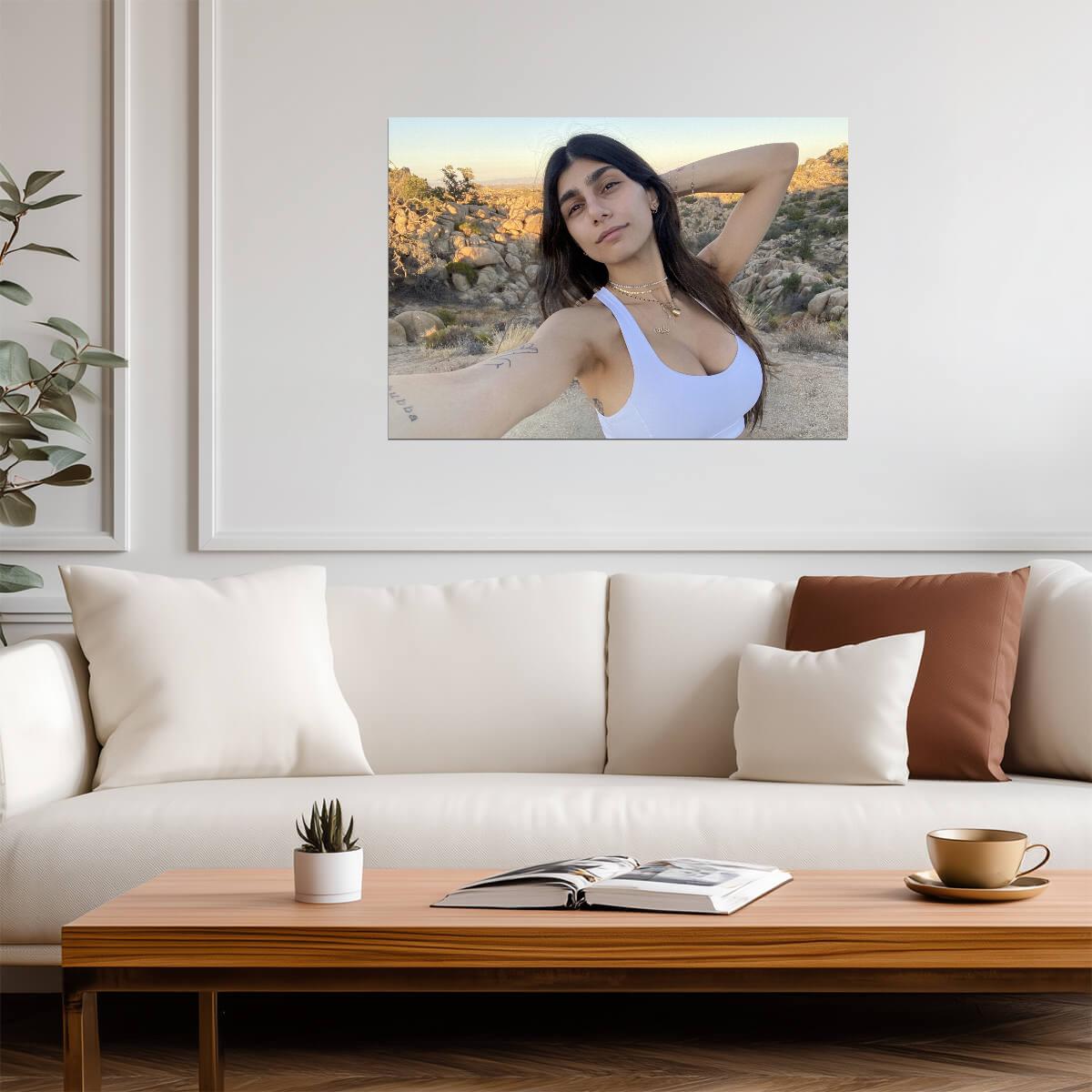 Mia Khalifa Outdoor Selfie | Desert Fitness Portrait | Social Media Star Poster - Celebrities Poster