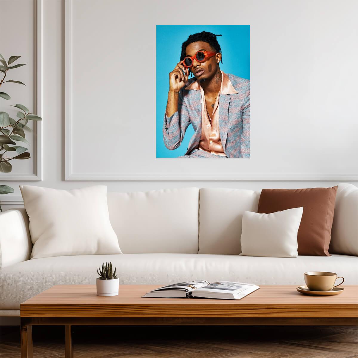 Playboi Carti Plaid Suit Photoshoot | Orange Sunglasses Poster | Celebrity Fashion Art - Music Poster